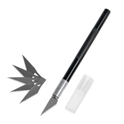 Nóż skalpel czarny + ostrza 5 szt.